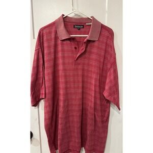 Monterey Club Platinum Collection Red White Stripe Pima Cotton Polo Shirt XL
